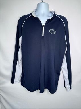 ❤️3/$30 Campus Heritage Penn State 1/4 Zip Long Sleeve Blue & White Pullover XL
